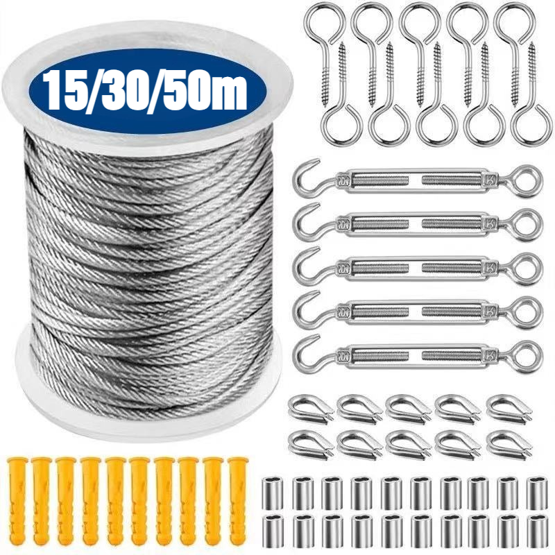 Smart Garden Fence - 15/30/50m Stainless Steel Cable Rope Kits